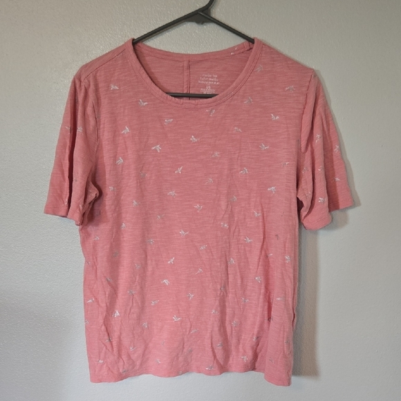 Banana Republic Pink Hummingbird Tee Size Large - Picture 1 of 5